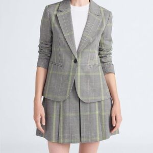 New Free Assembly Single Breasted Plaid Blazer & Pleated Skirt Office Business